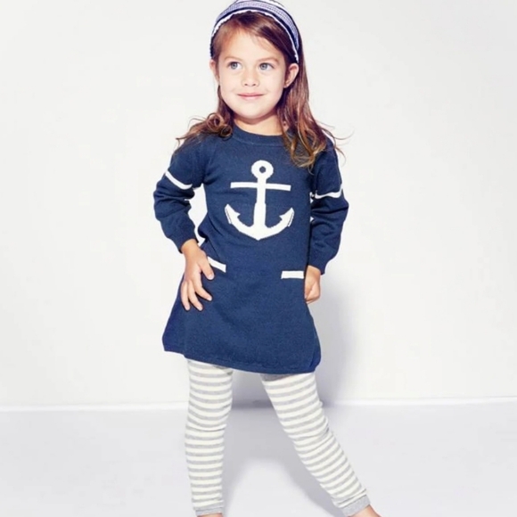 Toobydoo Other - NEW TOOBY DOO Anchor Baby Cashmere Sweater Dress‎ Blue Size 2 18-24 Months